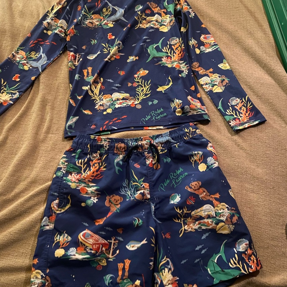 Polo Ralph Lauren bathing suit, shirt and shorts.